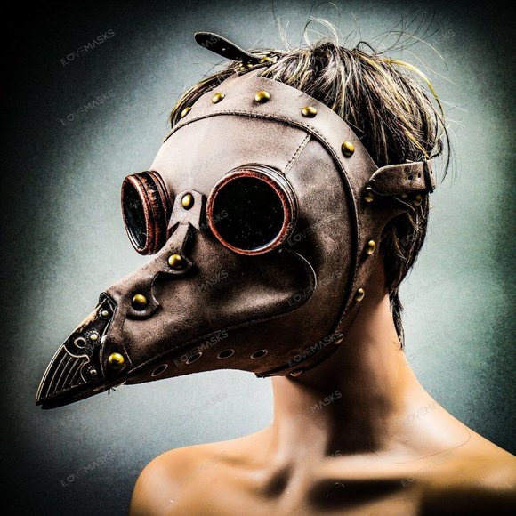 Halloween Plague Doctor Bird Nose Full Mask Brown - Picture 3 of 11